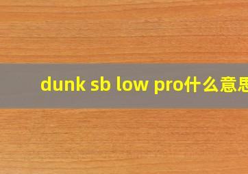 dunk sb low pro什么意思